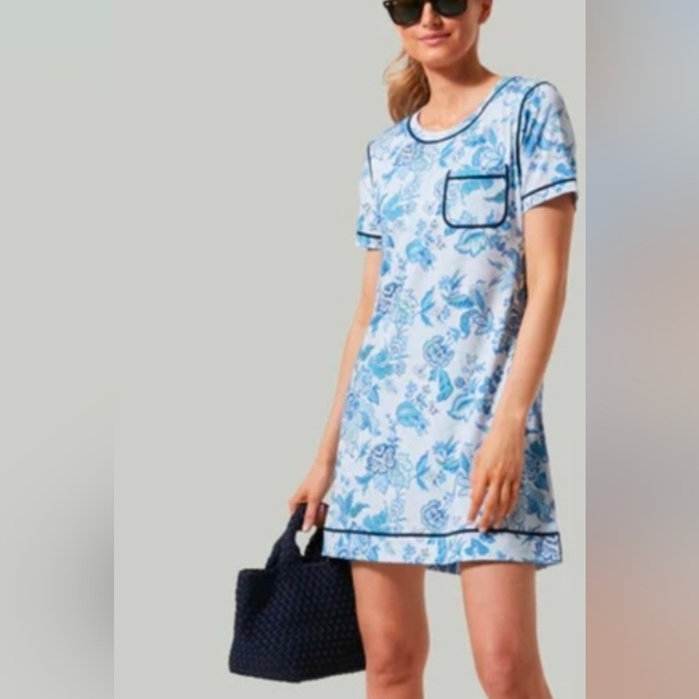 Tuckernuck White and Blue Sport Heirloom Floral Robin Mini Dress